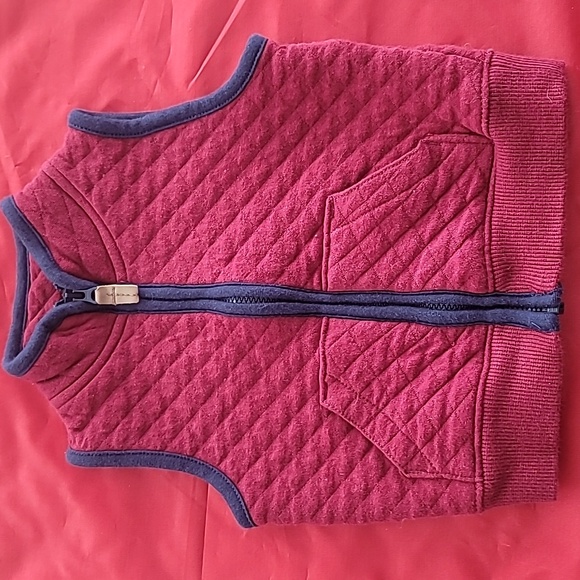 Carter's Quilted Sleeveless Vest - Maroon with Navy Blue Trim (Size 6 Months) - Picture 1 of 6